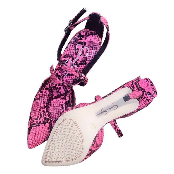 Jessica Simpson Ambrie Neon Pink Python Snake Print Sexy Heels - Picture 11 of 15